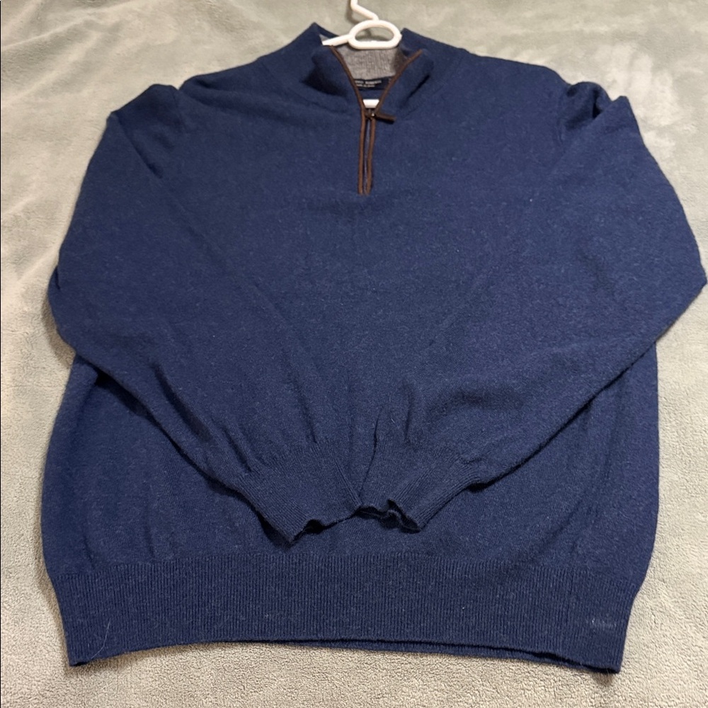 Men's Navy Zip-Up WOOL XL Sweater: EXCELLENT CONDITION